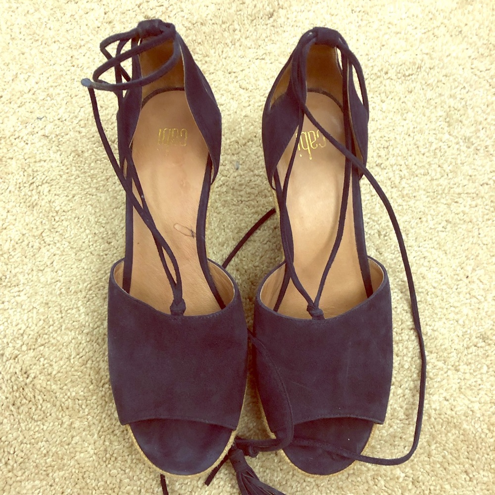 Cabi navy suede wedges